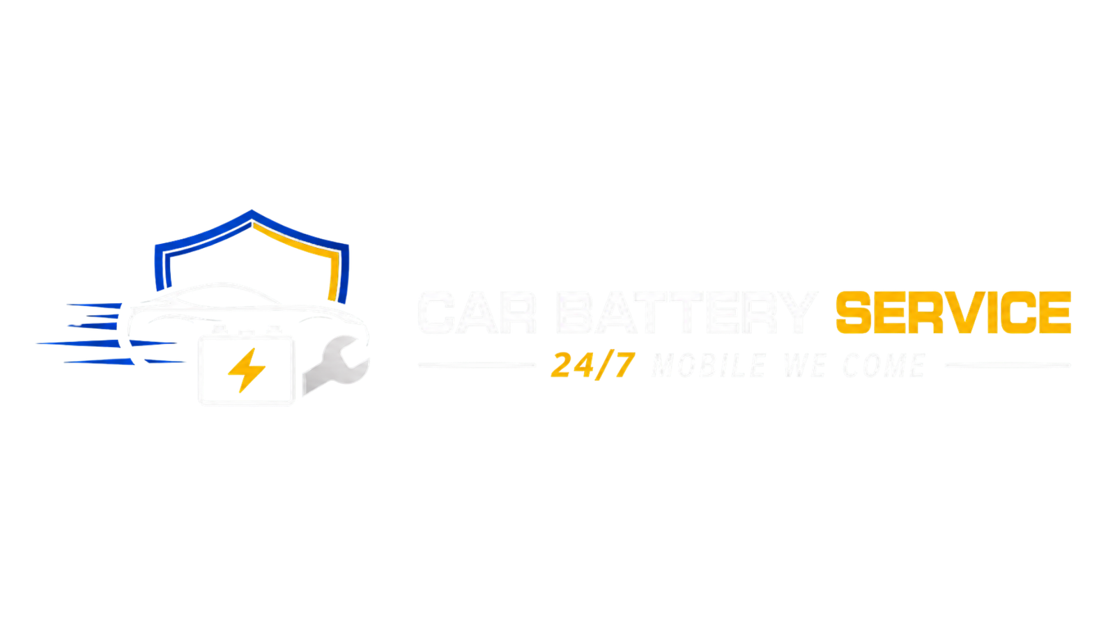 Car Battery Service Horizontal Logo White